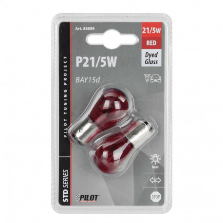 Pirnid 2tk, punane P21/5W - BAY15d