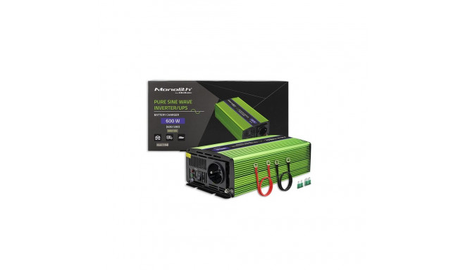 Qoltec Monolith toiteadapter/inverter auto 600 W roheline