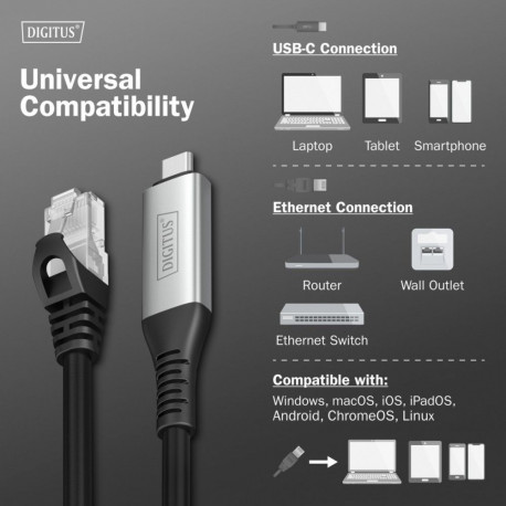 USB-C - RJ45 cable AK-300601-050-S