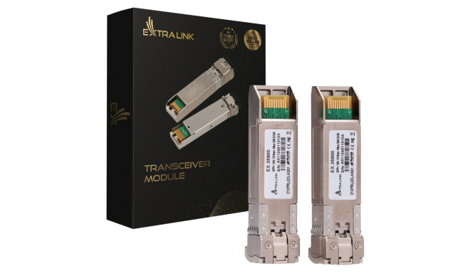 Extralink SFP+ 10G 2-pack SFP+ moodul 10Gbps, LC/UPC, 1310nm, 10km, üherežiimiline, DOM