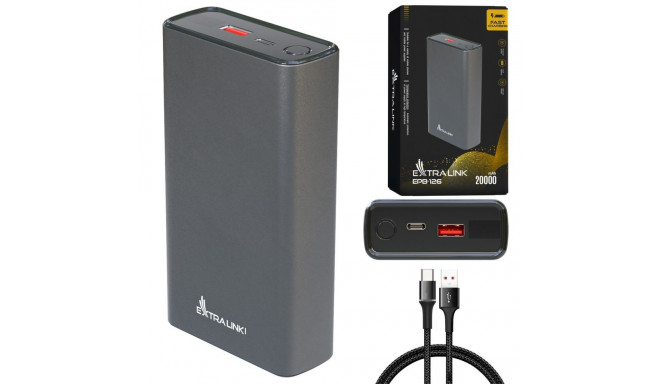 Extralink EPB-126 20000mAh hõbedane akupank, 45W PD, USB-C