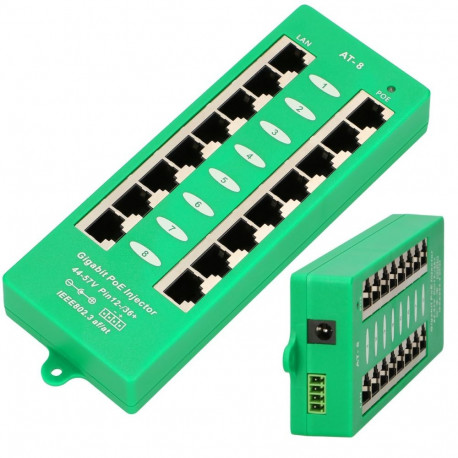 Extralink 8 porti gigabitine PoE süstik aktiivne, 8 porti gigabit 802.3at/af, režiim A