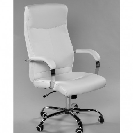 Juhitool SHELTON 5299, valge kunstnahk PU/ kandevõime kuni 130kg/ jalarist metall, kroom