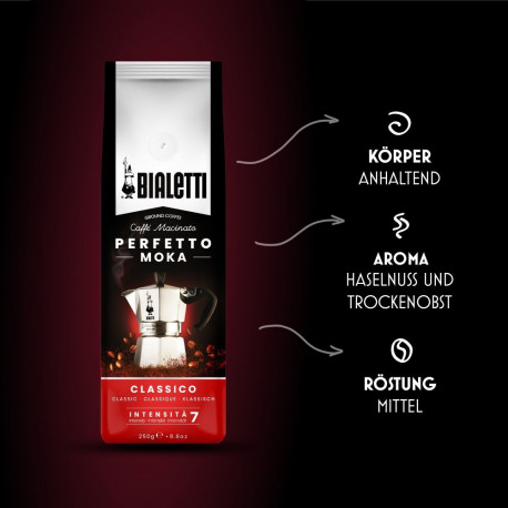 "Bialetti Perfetto Moka Classico gemahlen 250 g"