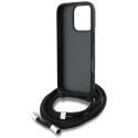 Case Karl Lagerfeld crossbody grained musta mustriga ja logoga iPhone 16 Pro jaoks