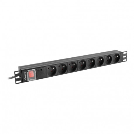 Lanberg PDU 19" 1U 16A 8x PL 2m black power strip