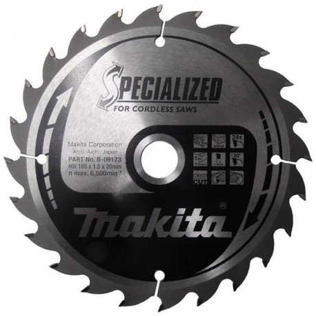 Cutting disc 165x20x1.5mm 24 teeth.. 20°, for wood Makita (for cordless tools)