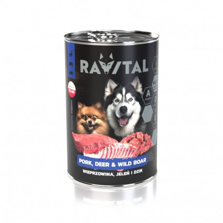 Ravital Pork, Deer & Wild Boar konserv koerale 400g