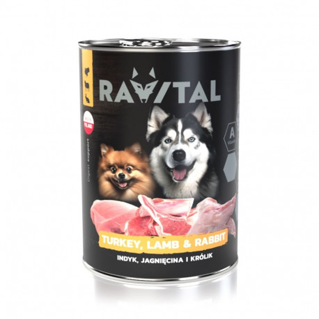 Ravital Turkey, Lamb & Rabbit konserv koerale 800g