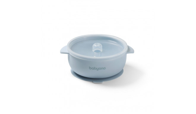 Babyono silicone suction bowl with lid blue 1662/01
