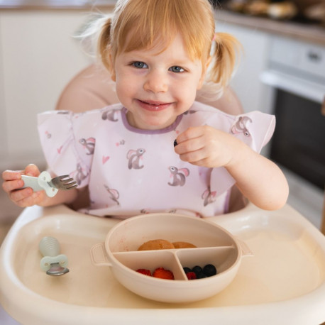 Babyono silicone suction plate with lid beige 1661/03