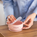 Babyono silicone suction bowl with lid blue pink1662/02