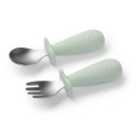 Babyono stainless steel spoon and fork green 1665/03