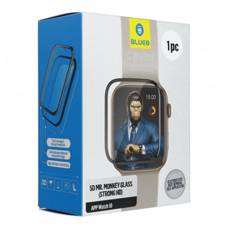 5D Tempered Glass for Apple Watch 10/11 46MM Mr. Monkey Glass (Anti-Static Strong HD) black
