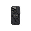 Guess 4G Collection Leather Metal Logo MagSafe Case for iPhone 14 Pro Max - Black