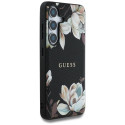 Guess Grained Printed Flower Pattern MagSafe case for Samsung Galaxy S25 black