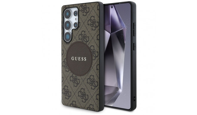 Guess 4G Round Patch Classic Logo MagSafe Case for Samsung Galaxy S25 Ultra Brown