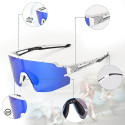 Rockbros Polarized Cycling Glasses with UV Protection and Corrective Insert Blue Lenses - White Rockbros Polarized Cycling Glasses with UV Protection and Corrective Insert Blue Lenses - White