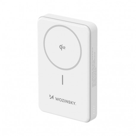 Powerbank Wozinsky WLWP-10KA0Y3WS 22.5W PD Qi2 10000 mAh, with stand, 1x USB-A, 1x USB-C - white