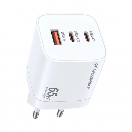 Wozinsky CGWCW 65W GaN Wall Charger USB-A / 2 x USB-C - White