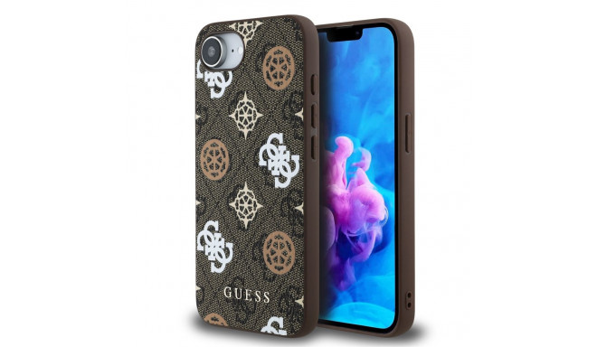 Guess PU 4G Peony case with MagSafe for iPhone 16e - brown