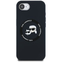 Karl Lagerfeld Liquid Silicone Karl & Choupette Heads Case with MagSafe for iPhone 16e - Black