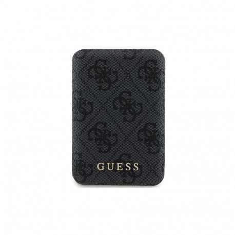 Guess Powerbank inductive 15W GUPB5FP4EMGK 5000mAh black/black 4G Leather Metal Logo MagSafe