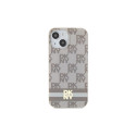 DKNY IML Checkered Mono Pattern & Printed Stripes MagSafe case for iPhone 15 / 14 / 13 - beige