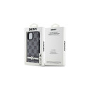 DKNY Leather Checkered Mono Pattern & Printed Stripes Case for iPhone 15 Plus / 14 Plus - Black