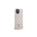 DKNY Leather Checkered Mono Pattern & Printed Stripes case for iPhone 15 / 14 / 13 - pink
