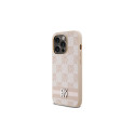 DKNY Leather Checkered Mono Pattern & Printed Stripes case for iPhone 14 Pro - pink