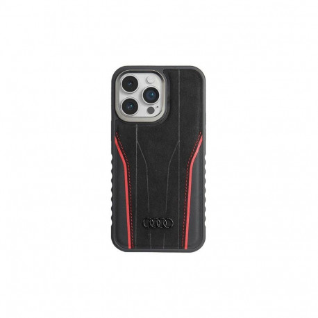 Audi Genuine Leather case with MagSafe for iPhone 14 Pro - black and red