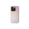 Guess Saffiano Iridescent Script case for iPhone 15 Pro - pink