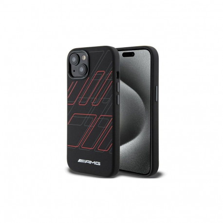 AMG Silicone Large Rhombuses Pattern MagSafe Case for iPhone 15/14/13 - Black