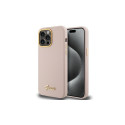 Guess Silicone Script Metal Logo & Frame case for iPhone 15 Pro Max - pink