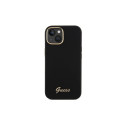 Guess Silicone Script Metal Logo & Frame case for iPhone 15 - black