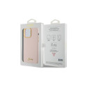 Guess Silicone Script Metal Logo & Frame case for iPhone 15 Pro Max - pink