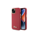 Guess Silicone Script Metal Logo & Frame case for iPhone 15 - red