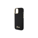 Guess Silicone Script Metal Logo & Frame case for iPhone 15 - black