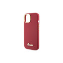 Guess Silicone Script Metal Logo & Frame case for iPhone 15 - red
