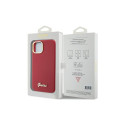 Guess Silicone Script Metal Logo & Frame case for iPhone 15 - red