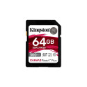 Kingston Technology 64GB Canvas React Plus SDXC UHS-II 300R/260W U3 V90 Full HD/4K/8K jaoks