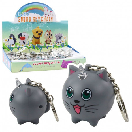 hall LED-helidega kass ükssarviku sarvega võtmehoidja seljakotile