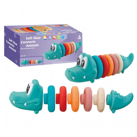 Zestaw Edukacyjny Dla Malucha Miękka Piramidka Krokodyl