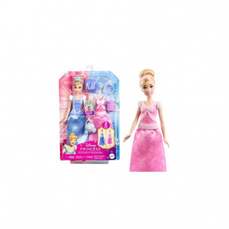 Disney Princess 2-in-1 Stories Cinderella Fashion Doll with 2 Snap-On Bodices, 2 Skirts & 9 Acce