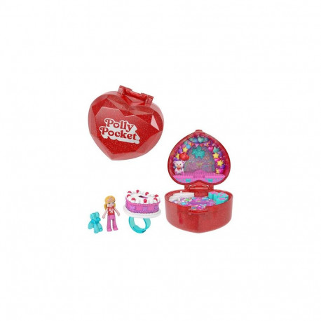 Polly Pocket Doll &amp; Playset, Mattel 80th Anniversary Ring Box, Jewelry Box with Pet and Wear