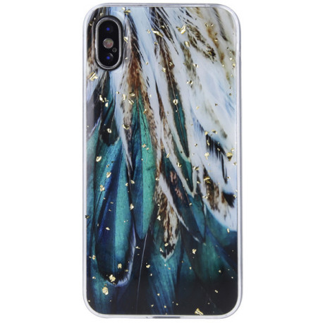 TelForceOne case Gold Glam Samsung Galaxy S24 Ultra, feathers