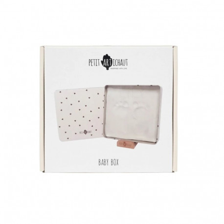 Käe-jalajäljend kandilises metallkarbis Süda