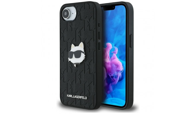 Karl Lagerfeld Monogram Choupette Head Pin iPhone 16e Case - Black