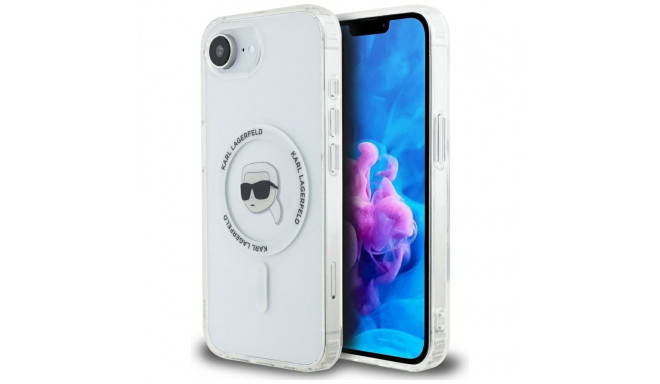 Karl Lagerfeld IML Metal Karl Head MagSafe Case for iPhone 16e White